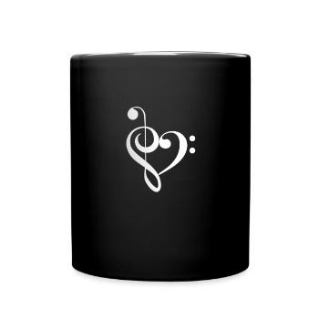 Heart Music Clef Bass Clef - Full Colour Mug - black - Front