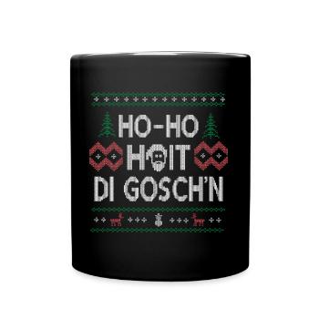 Weihnachtlicher Spaß – Ho-Ho-Hoit di Gosch'n - Tasse einfarbig - Schwarz - Vorne