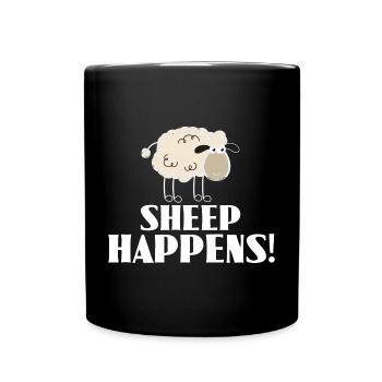 SHEEP HAPPENS - ist so, wie es ist - Tasse einfarbig - Schwarz - Vorne