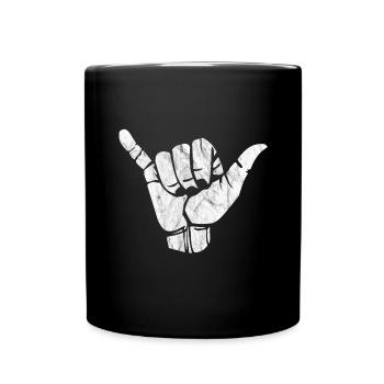 Shaka Handzeichen Hang - Tasse einfarbig - Schwarz - Vorne