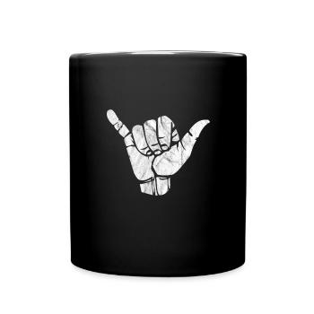 Shaka Handzeichen Hang - Tasse einfarbig - Schwarz - Vorne