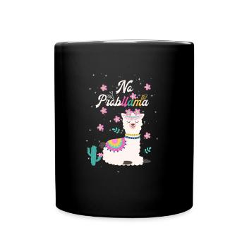 Cute llama design - Full Colour Mug - black - Front
