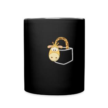 Giraffe Tasche - Stofftier, Plüschtier, Geschenk - Tasse einfarbig - Schwarz - Vorne