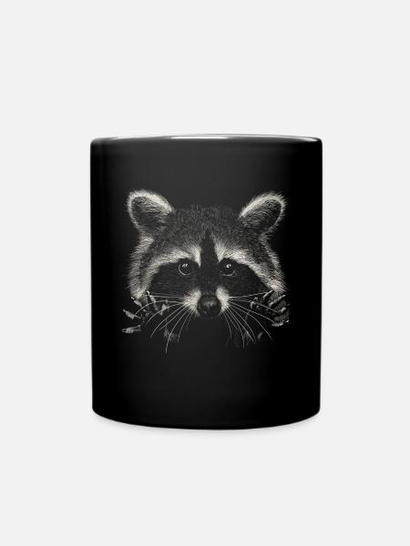 Waschbär - Tasse einfarbig - Schwarz
