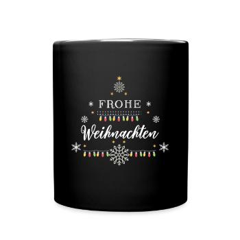 Frohe Weihnachten - Tasse einfarbig - Schwarz - Vorne
