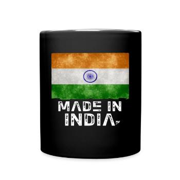 Made in India Flag Stencil Tee - Tasse einfarbig - Schwarz - Vorne