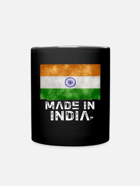T-shirt pochoir drapeau Made in India - Mug uni - noir
