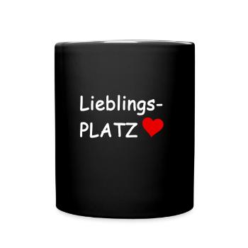 Lieblingsplatz! Geschenkidee Herz Sport - Tasse einfarbig - Schwarz - Vorne