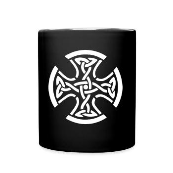 CELTIC CROSS WHITE - Full Colour Mug - black - Front