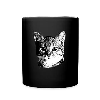 Süßes Katzengesicht - Tasse einfarbig - Schwarz - Vorne