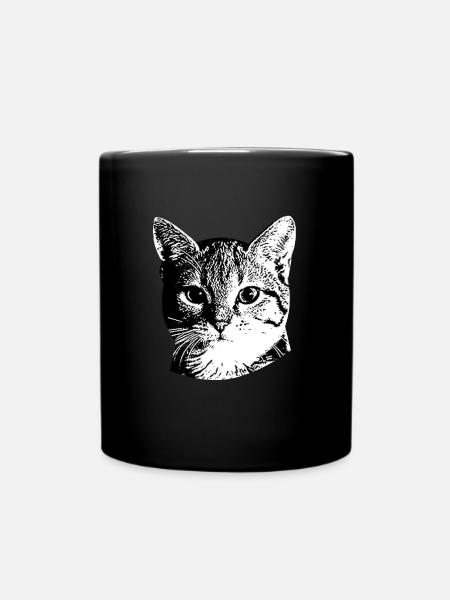 Sweet cat face - Full Colour Mug - black