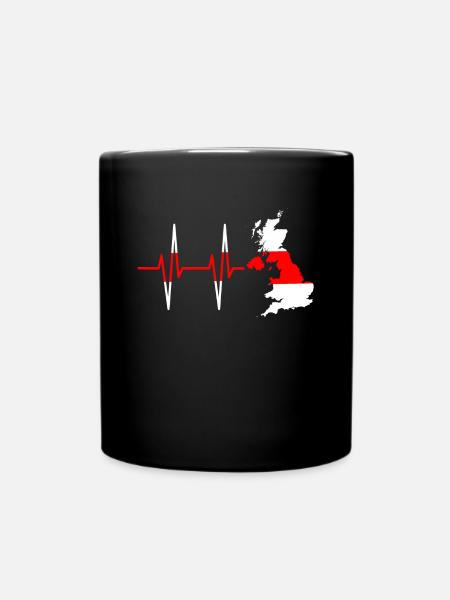 Heartbeat England - Pulse, English, Gift - Full Colour Mug - black