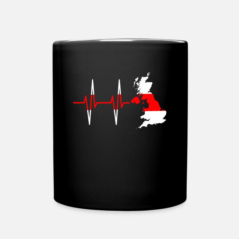 Heartbeat England - Pulse, English, Gift - Full Colour Mug - black