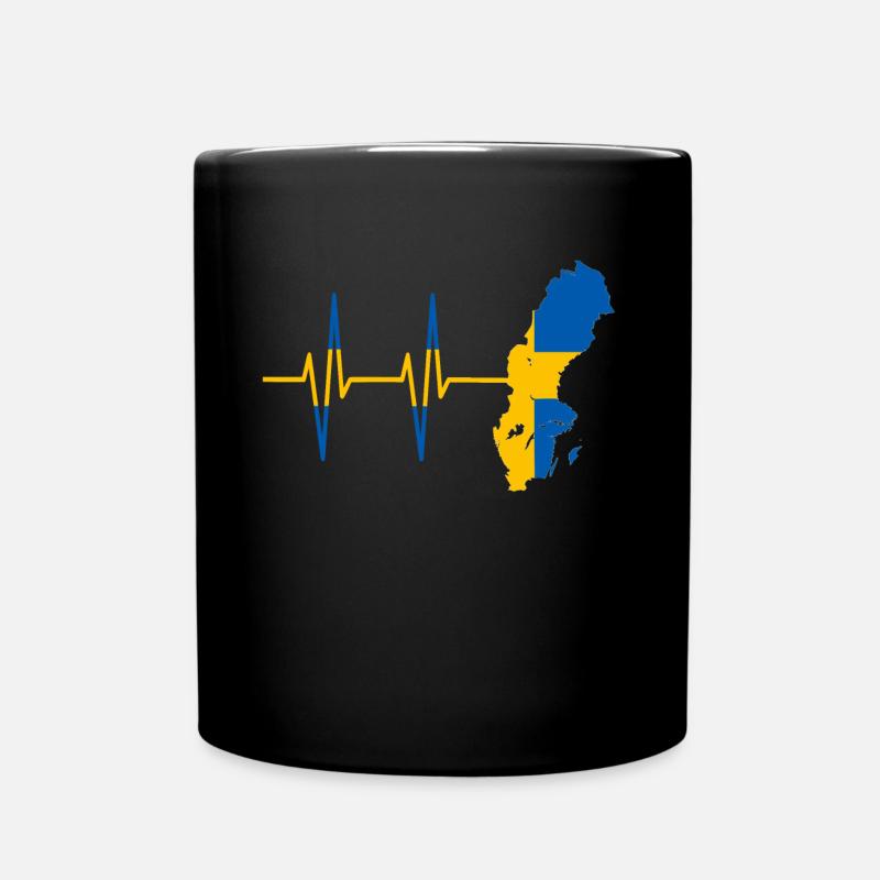 Herzschlag Schweden- Puls, Schwedisch, Geschenk - Tasse einfarbig - Schwarz