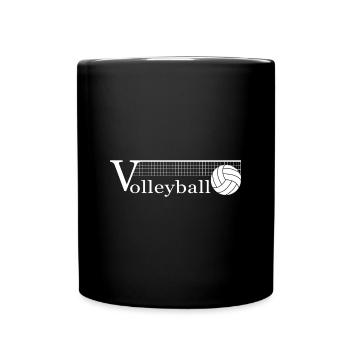 Volleyball - die Sache mit dem Netz. Und drüber. - Tasse einfarbig - Schwarz - Vorne