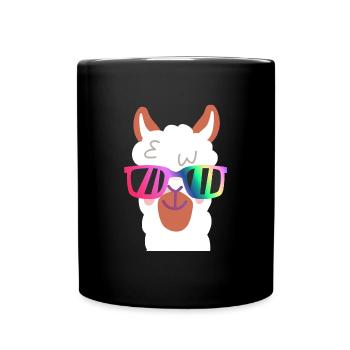 Lama, Alpaca, Sunglasses, Head, Gift, Peru - Full Colour Mug - black - Front