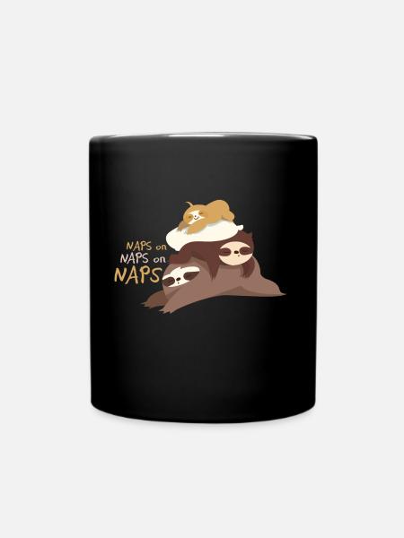 faultier schlafen naps - Tasse einfarbig - Schwarz