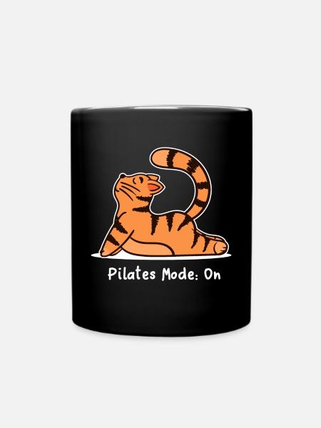 Funny Cat Pilates Fitness Entraînement - Mug uni - noir