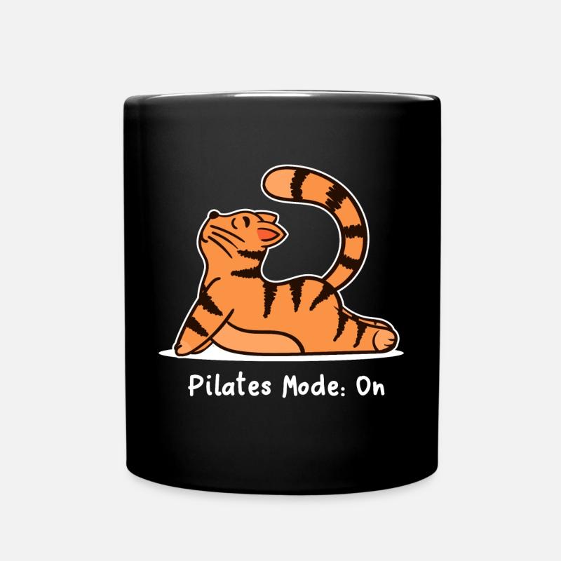 Funny Cat Pilates Fitness Workout Workout Gym - Full Colour Mug - black
