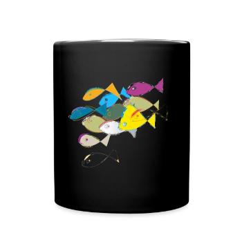 School of fish baby clothes fish - Full Colour Mug - black - Front