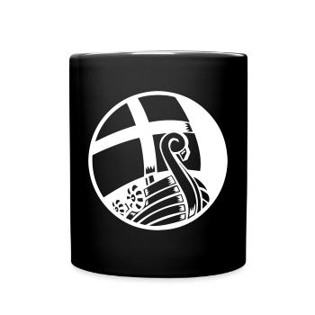 Navire Viking en cercle, dessin Viking - Mug uni - noir - Devant