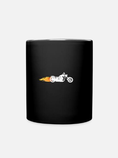 Vélo clair, moto avec flammes pour tous les motards - Mug uni - noir