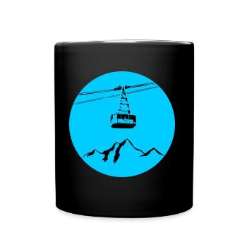 Montagne avec gondole bleu noir - Mug uni - noir - Devant