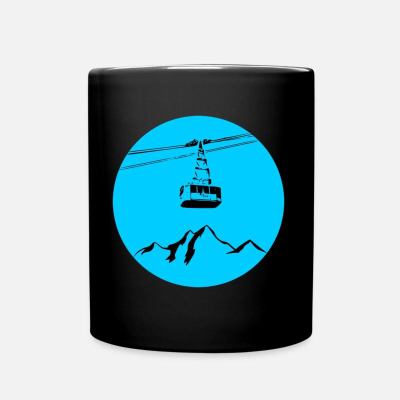 Berg mit Gondel blau schwarz - Tasse einfarbig - Schwarz