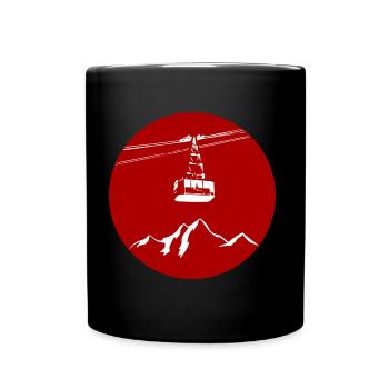Berg mit Gondel rot weiss - Tasse einfarbig - Schwarz - Vorne