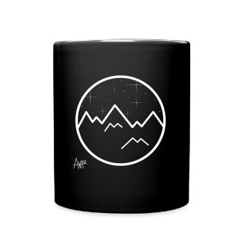 Berge und Sternenhimmel - Tasse einfarbig - Schwarz - Vorne
