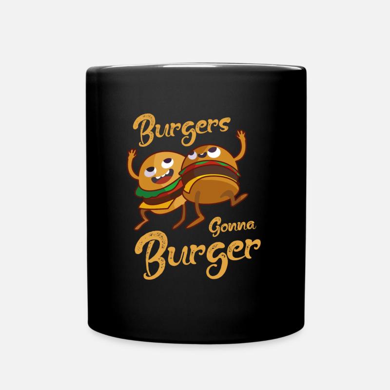 Burger essen spruch - Tasse einfarbig - Schwarz