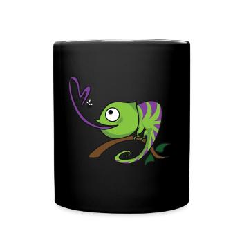 chameleon comic - Tasse einfarbig - Schwarz - Vorne