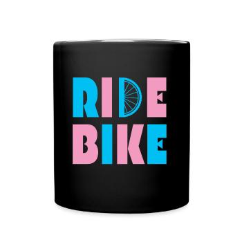 Ride Bike Felge Fahrrad Mountainbike Geschenk Idee - Tasse einfarbig - Schwarz - Vorne