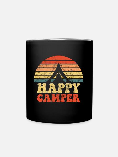 Happy camper camping nature - Full Colour Mug - black