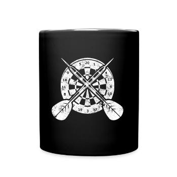Dartscheibe Dartpfeile - Tasse einfarbig - Schwarz - Vorne