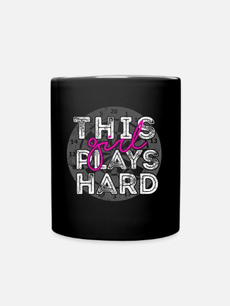 Girl darts dartboard - Full Colour Mug - black