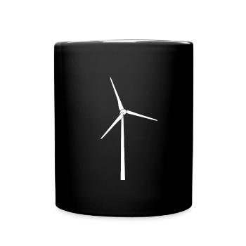 Windkraft Silhouette Weiß - Tasse einfarbig - Schwarz - Vorne