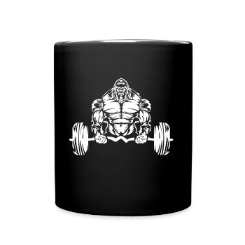 haltère fitness gorille - Mug uni - noir - Devant