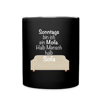 Le dimanche, je suis un cyclomoteur moitié humain moitié canapé - Mug uni - noir - Devant