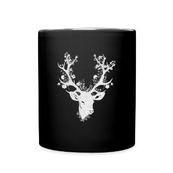 Cerf printemps - Mug uni - noir - Devant