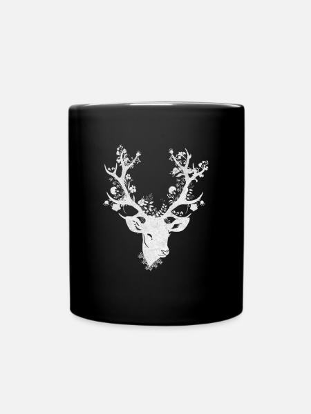 Hirsch Frühling - Tasse einfarbig - Schwarz