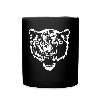 Bear head symbol - Full Colour Mug - black - Front
