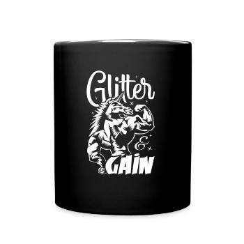 unicorn fitness glitter muscles - Full Colour Mug - black - Front