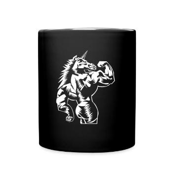 einhorn fitness muskeln bodybuilding - Tasse einfarbig - Schwarz - Vorne