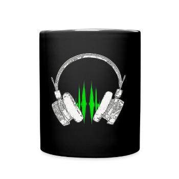 DJ Headphones Music Wave - Tasse einfarbig - Schwarz - Vorne