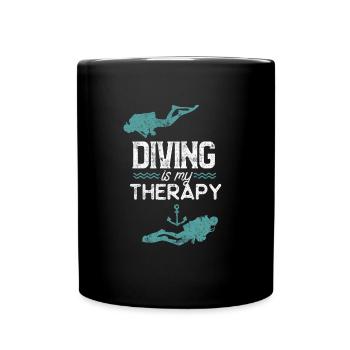 Diving saying therapy - Full Colour Mug - black - Front