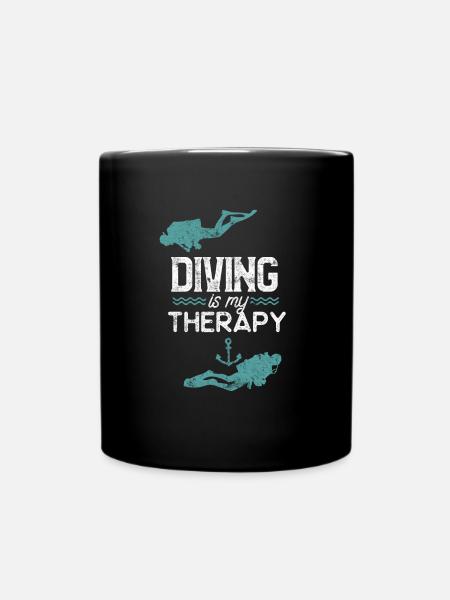 Tauchen Spruch therapie - Tasse einfarbig - Schwarz