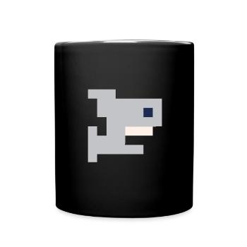 Sharky Hai Shark Sea 8bit Pixel Retro Design Fish - Full Colour Mug - black - Front