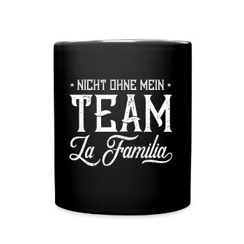 nicht ohne mein team familia - Tasse einfarbig - Schwarz - Vorne