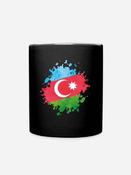 Azerbaijan fahne Aserbaidschan klecks - Tasse einfarbig - Schwarz